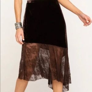 Free People Brown Crushed Velvet Skirt - Size 2